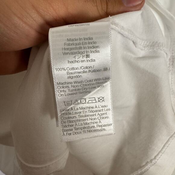 Madewell Puff-Sleeve Tee S White Crewneck Cotton Jersey Relaxed Fit Ruffle Trim - Picture 7 of 8